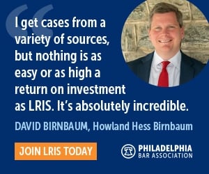 i get cases from a variety of sources, but nothing is as easy or as high a return on investment as LRIS. it's absolutely incredible. a quote by david birnabum from howland hess birnbaum.